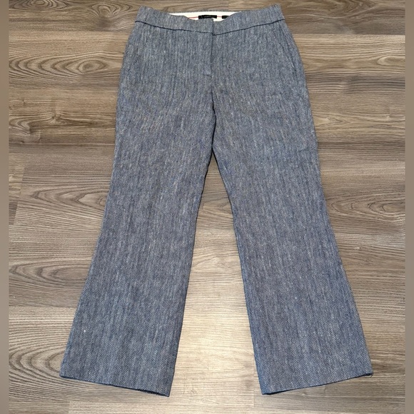 J. Crew Pants - J Crew Lined Cropped Hayden Pant Blue Herringbone Linen Blend Women’s size 4 NWT
